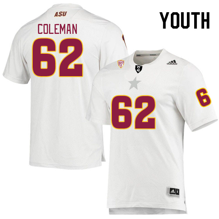 Youth #62 Ben Coleman Arizona State Sun Devils College Football Jerseys Stitched Sale-White